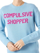 MC2 Saint Barth Woman Crewneck Light Blue Sweater With Compulsive Shopper Jacquard