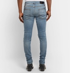 AMIRI - MX1 Skinny-Fit Leather-Panelled Distressed Stretch-Denim Jeans - Mid denim