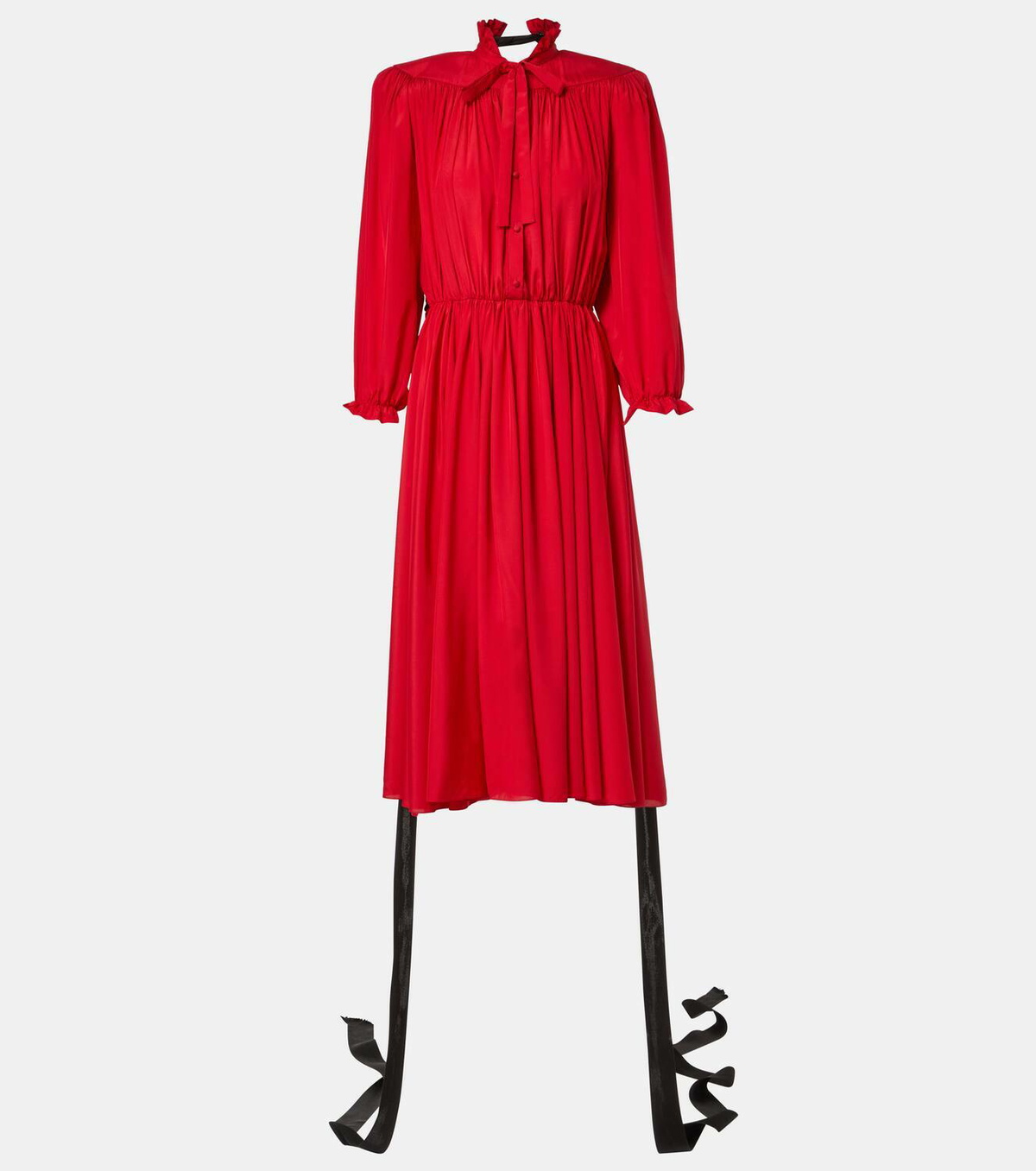Balenciaga Bow-detail lace-up silk midi dress