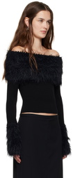 Jean Paul Gaultier Black Viscose Ribbed & Hairy Sweater