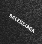 Balenciaga - Logo-Print Full-Grain Leather Pouch with Lanyard - Black