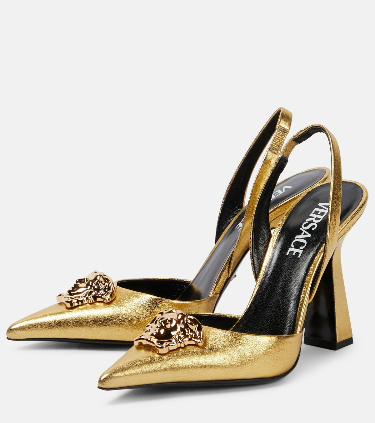 Versace - La Medusa leather slingback pumps Versace