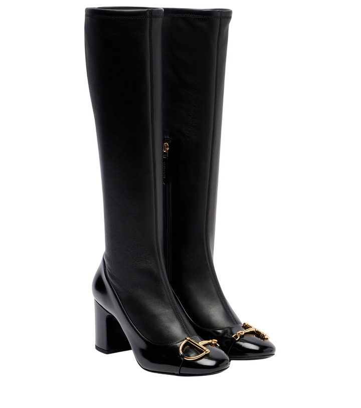 Photo: Gucci Alfa Horsebit 75 leather knee-high boots
