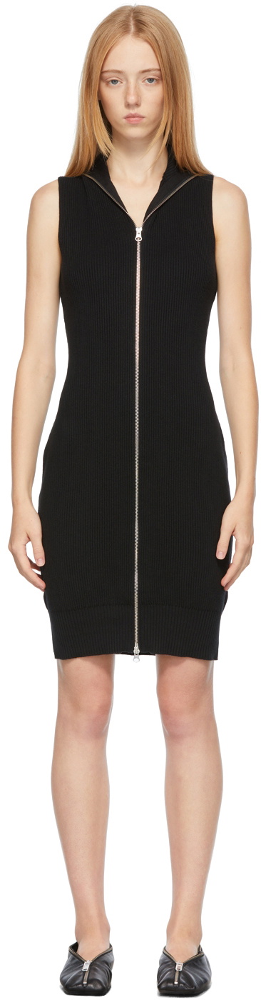 MM6 Maison Margiela Black Knit Zip-Up Dress MM6 Maison Margiela
