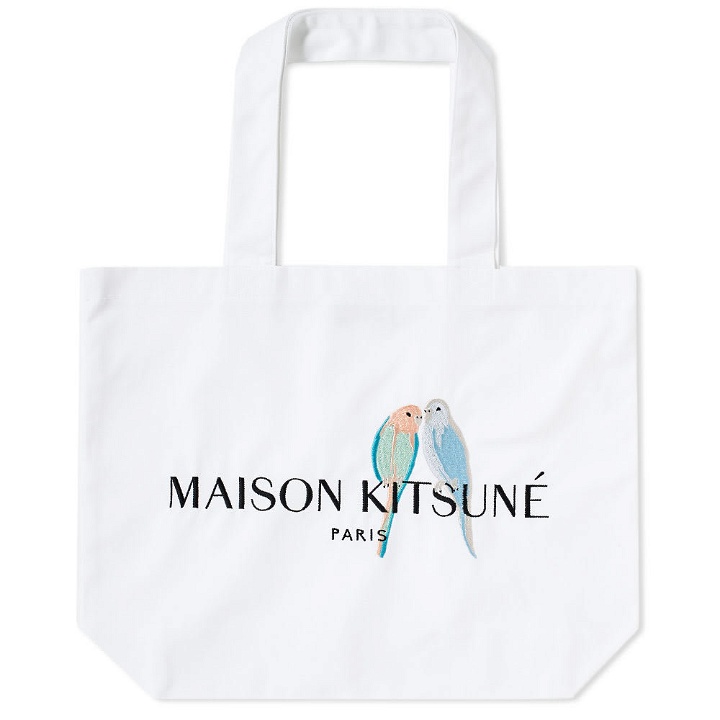 Photo: Maison Kitsun&eacute; Lovebirds Tote Bag White