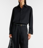 Bottega Veneta Intrecciato leather-trimmed wool shirt