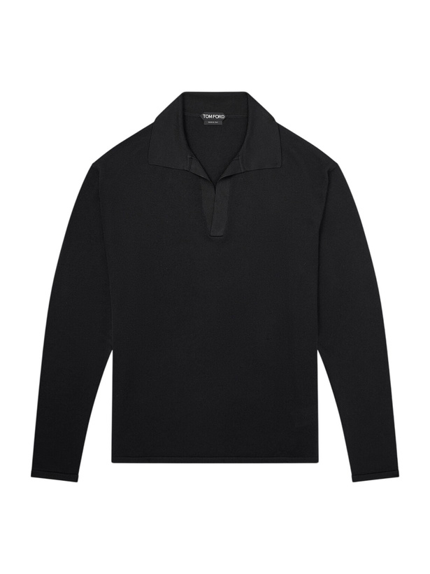 Photo: TOM FORD - Cashmere and Silk-Blend Polo Shirt - Black