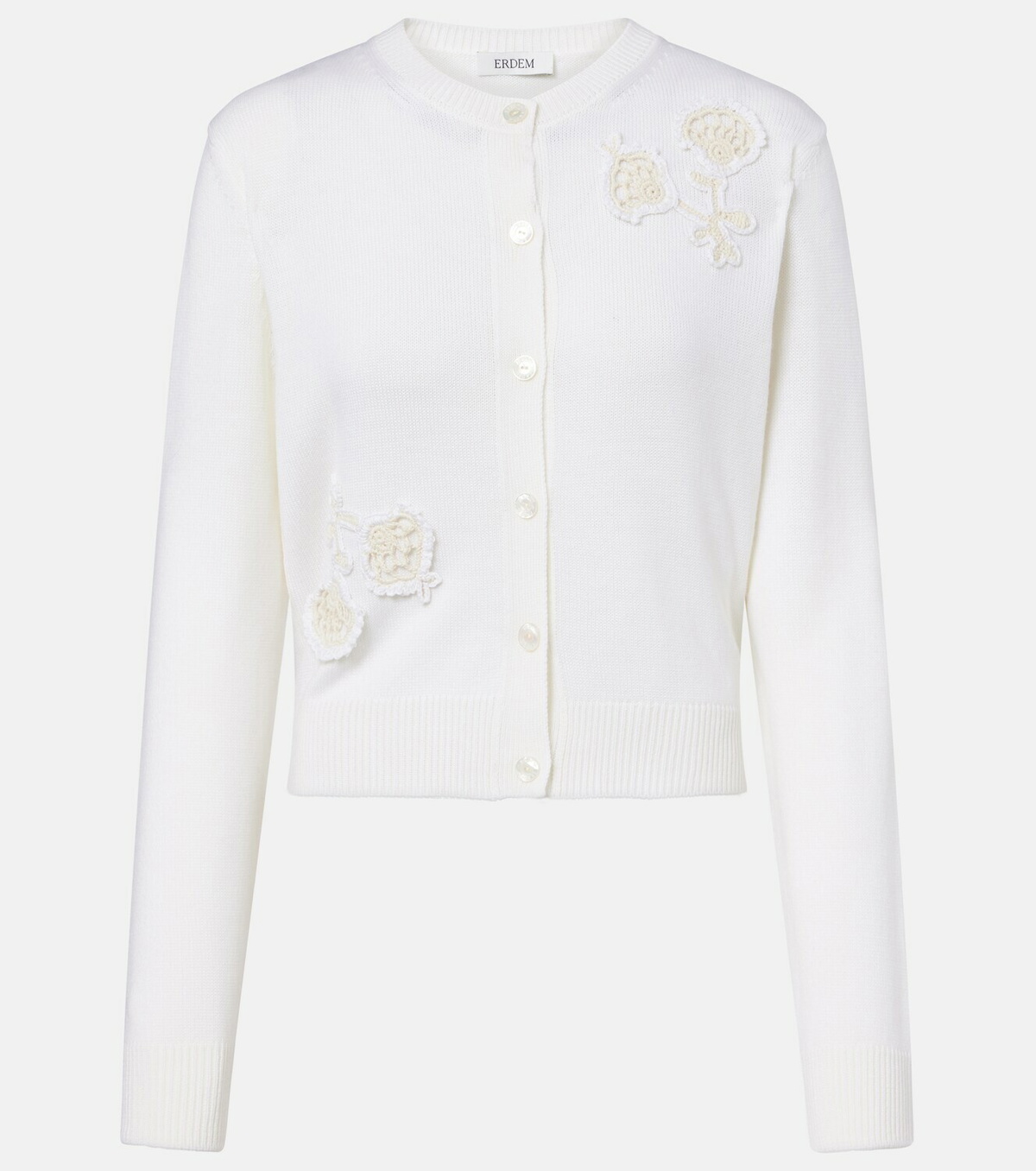 Erdem Floral-appliqué wool cardigan