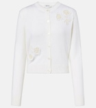 Erdem Floral-appliqué wool cardigan