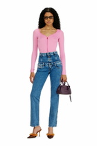 Diesel Slim V-neck lyocell top with zip - Tops Womens in Pink