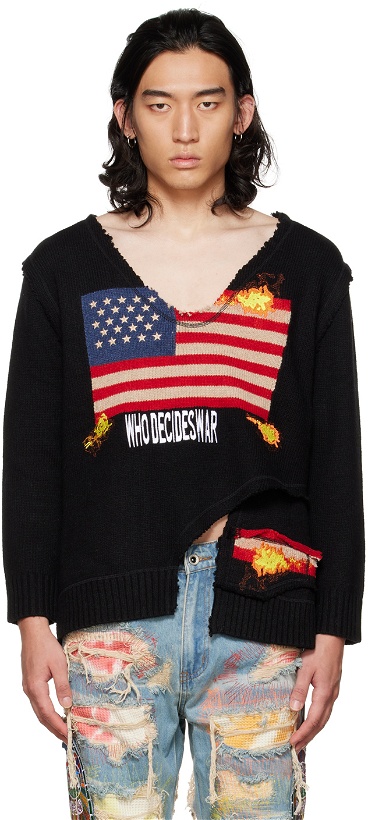 Photo: Who Decides War by MRDR BRVDO SSENSE Exclusive Black Layered Sweater