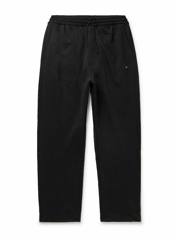Photo: Y-3 - Tapered Logo-Appliquéd Organic Cotton-Jersey Sweatpants - Black