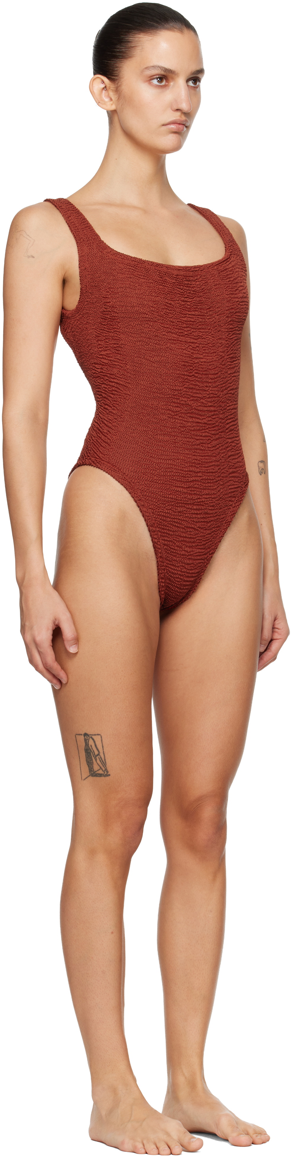 Hunza G Burgundy Square Neck Swimsuit