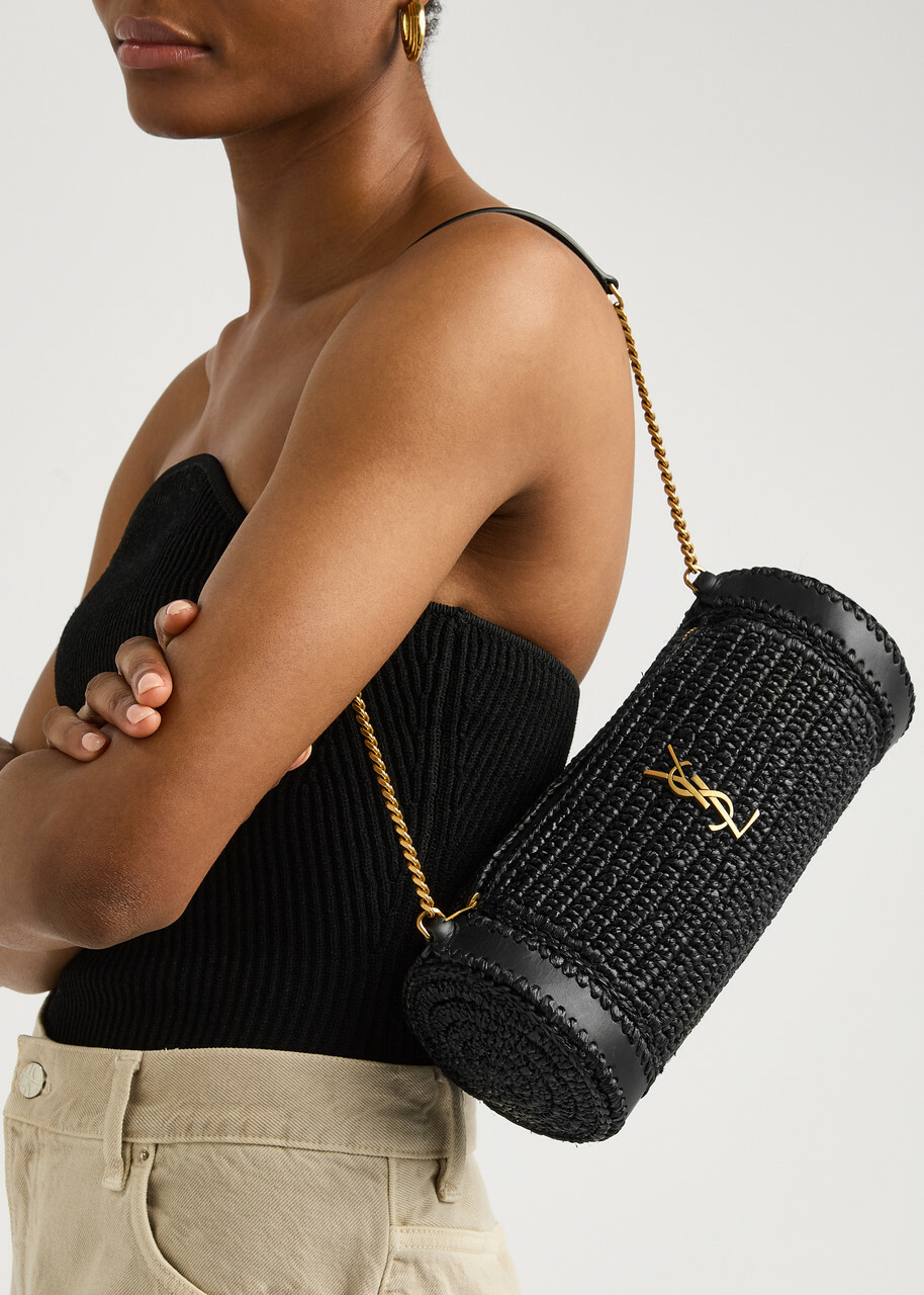 Saint Laurent Cassandre Raffia Shoulder bag - Black - One