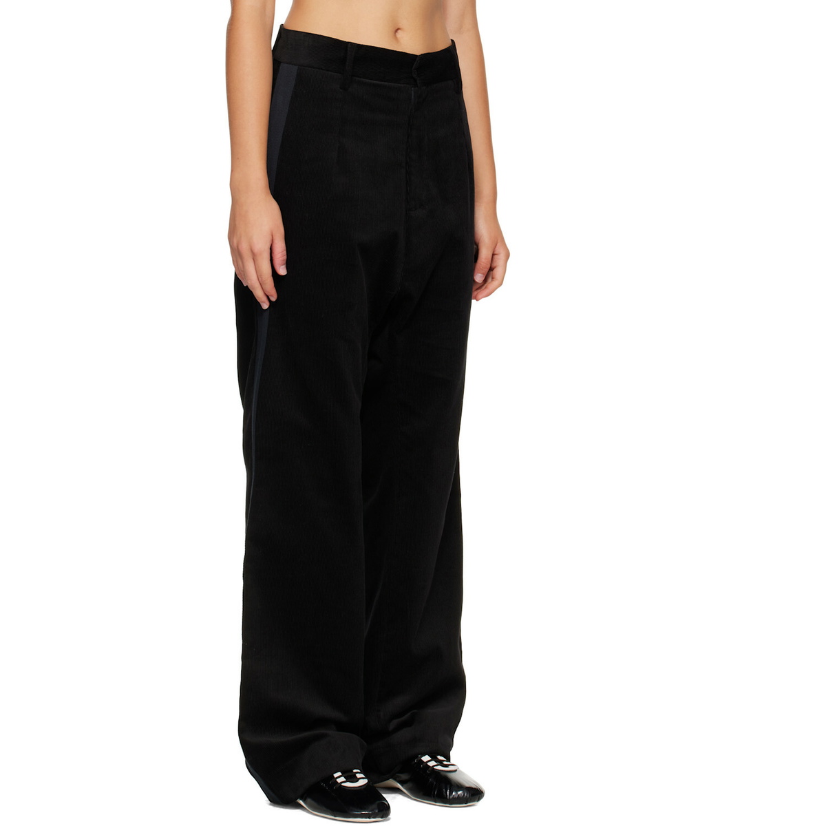 Stefan Cooke Black Cord Tux Trousers
