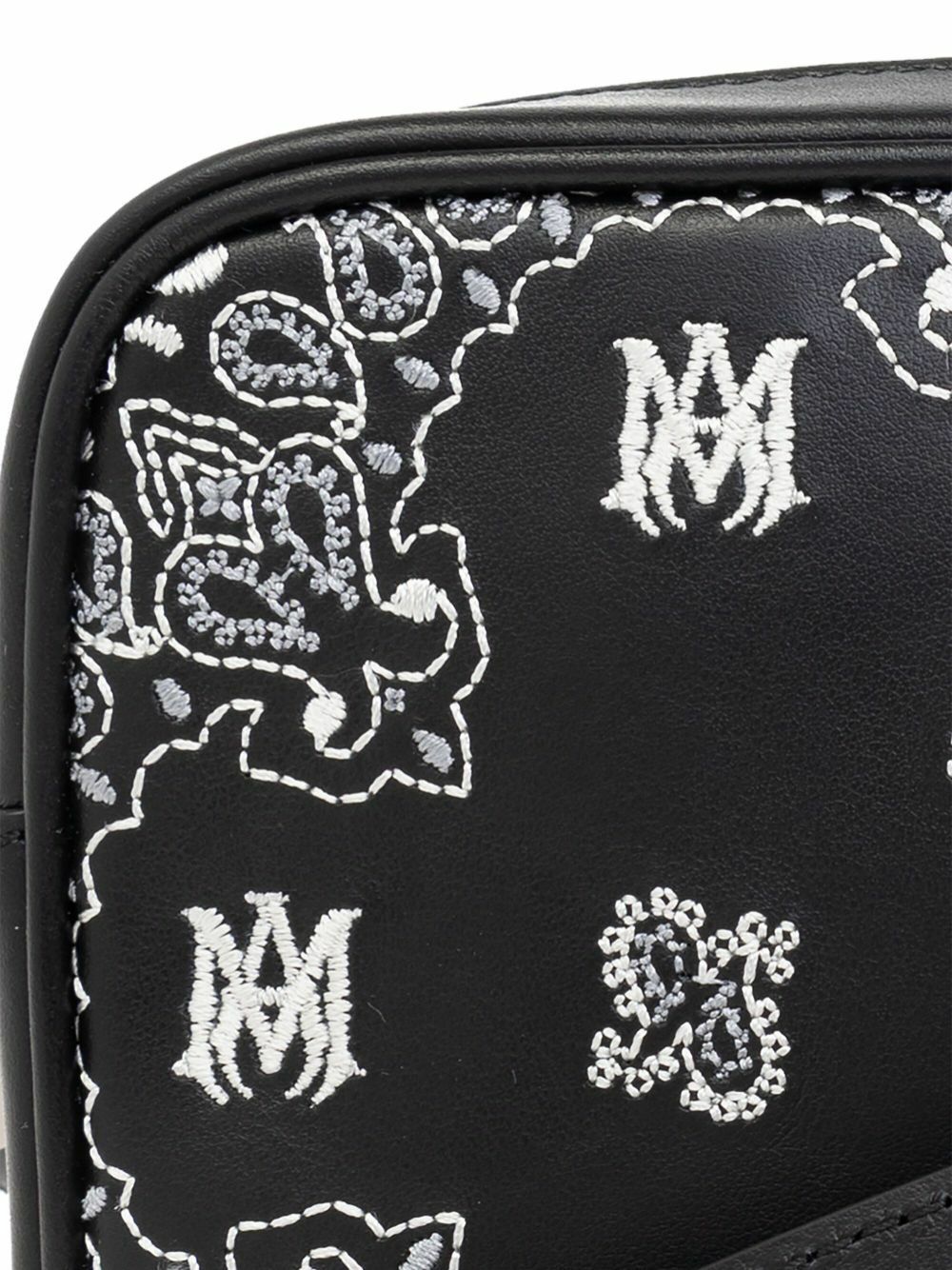 AMIRI Black Bandana MA-Embroidered Leather Camera Bag Amiri