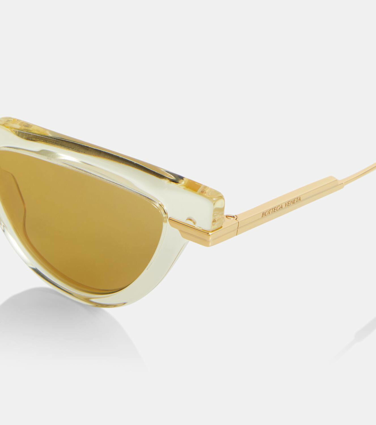 Bottega Veneta Cream Cat-Eye Sunglasses with Gold Trim BOTTEGA VENETA EYEWEAR Cat-eye acetate and gold-tone  main image 3