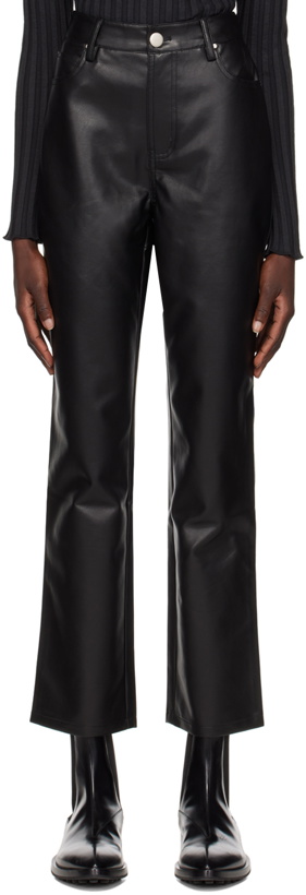 Photo: THIRD FORM Black Straight-Leg Faux-Leather Trousers