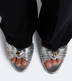 Valentino Garavani Cœur Royal metallic leather slingback sandals