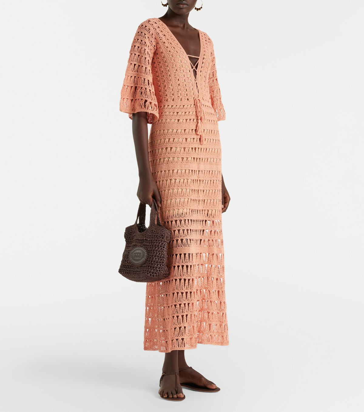 Anna Kosturova Crochet cotton midi dress