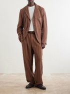 Kardo - Antonio Straight-Leg Striped Cotton-Canvas Trousers - Brown