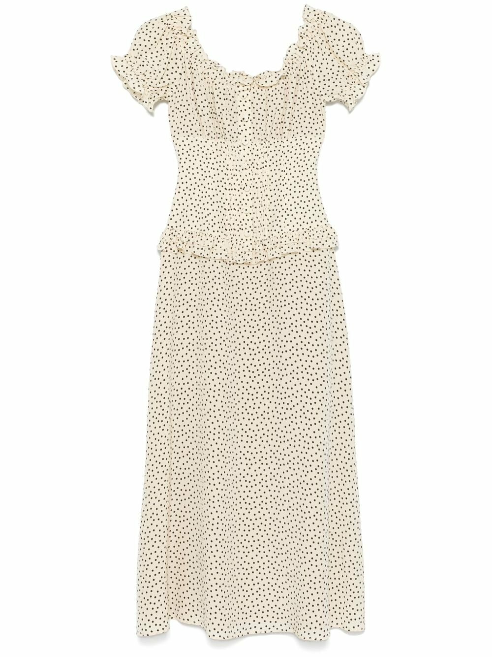 ALESSANDRA RICH - Printed Silk Twill Midi Dress W/ Collar