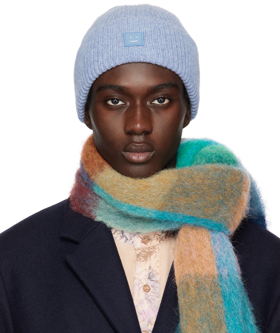 帽子 Acne Studios - blue beanie Acne Studios Blue Small Logo Beanie Acne Studios