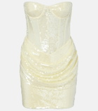 The New Arrivals Ilkyaz Ozel Sequined draped strapless minidress