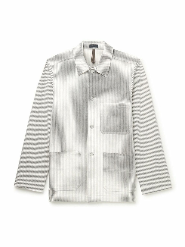 Photo: Drake's - Stoker Striped Cotton Overshirt - White