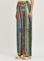 Casablanca Le Palais En Fleur Printed Silk Trousers Multicoloured