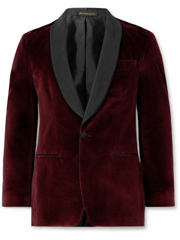 Photo: Rubinacci - Slim-Fit Shawl-Collar Cotton-Velvet Tuxedo Jacket - Burgundy