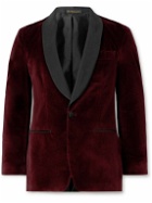Rubinacci - Slim-Fit Shawl-Collar Cotton-Velvet Tuxedo Jacket - Burgundy