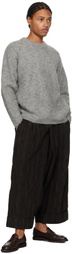 AMOMENTO Gray Alpaca Round Neck Sweater