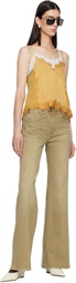 R13 Beige Flared High-Rise Jeans