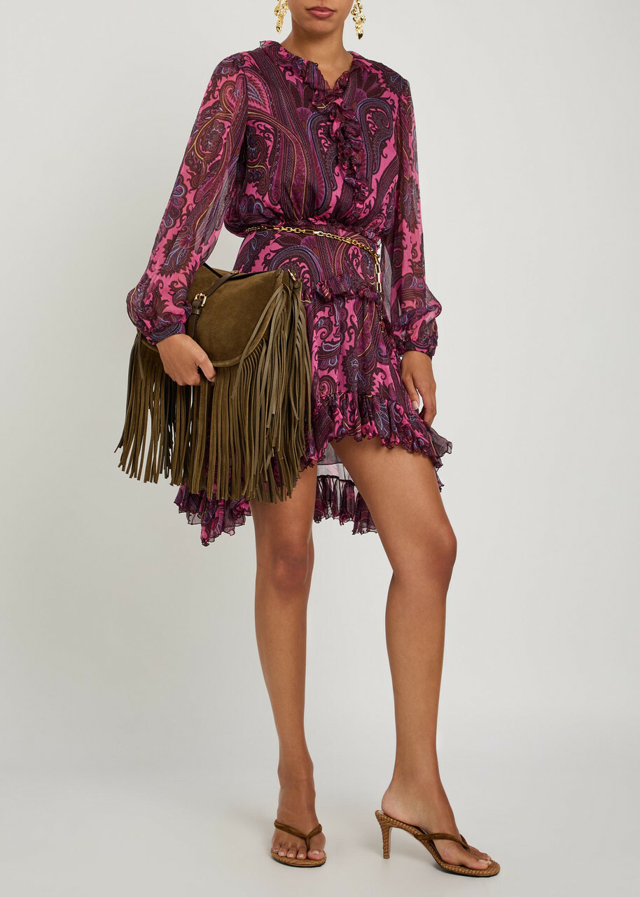 Etro Paisley-print Silk-chiffon Mini Dress Multicoloured