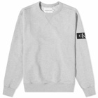 Calvin Klein Men's Monogram Sleeve Badge Sweat in Light Grey Heather