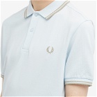 Fred Perry Men's Twin Tipped Polo Shirt in Light Ice/Warm Grey