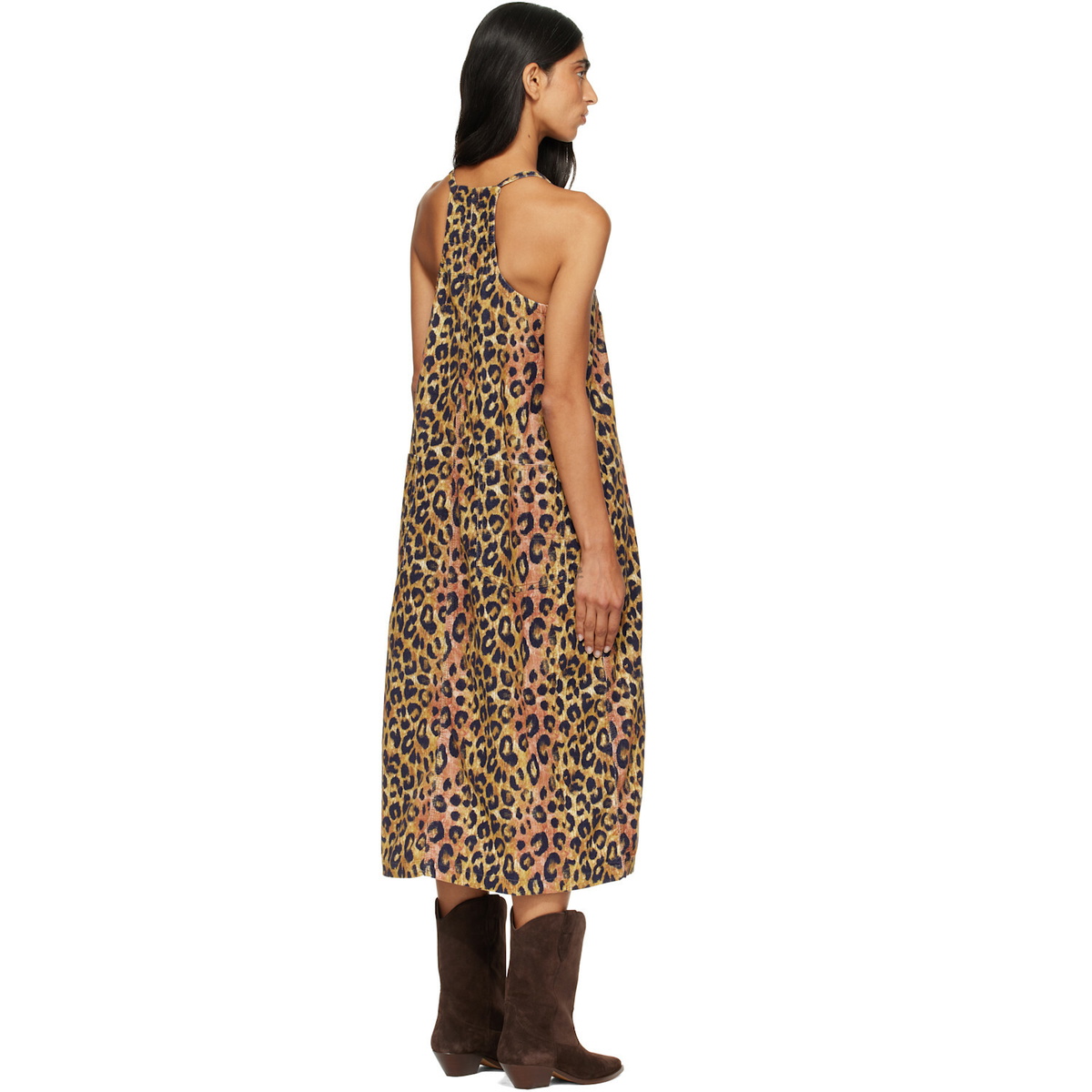 R13 Brown Relaxed Strappy Midi Dress