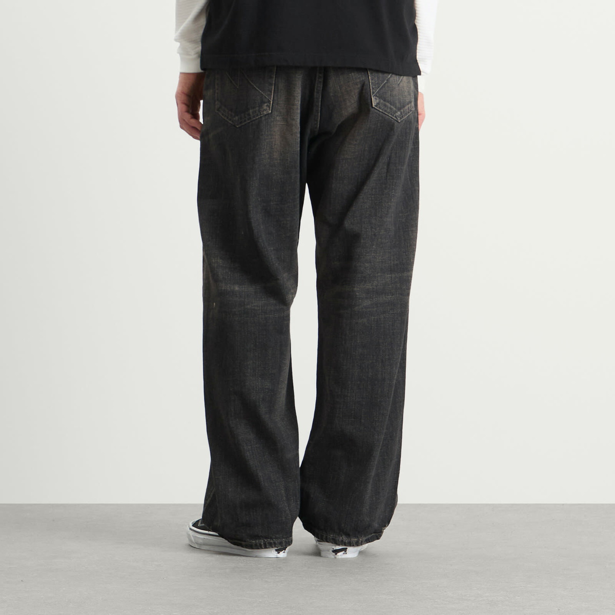 Neighborhood Men's Washed Denim DP Wide Jeans in Black
