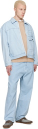 Maison Kitsuné Blue Zipped Denim Jacket