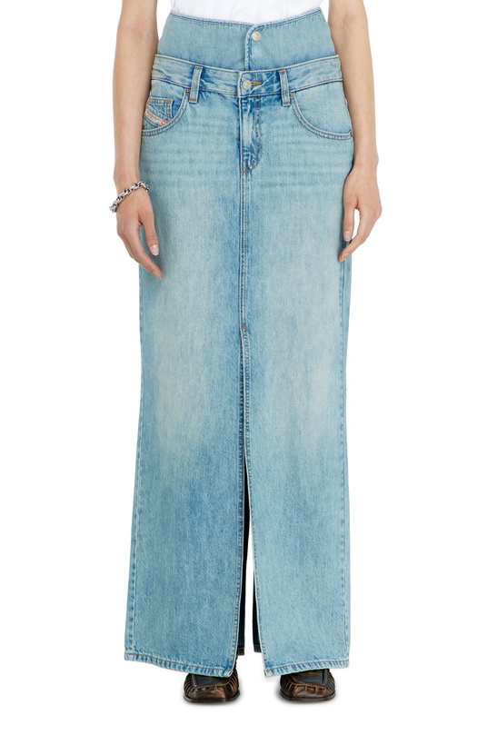 Photo: Diesel Jean-illusion denim maxi skirt with slits - Skirts Womens in Blue