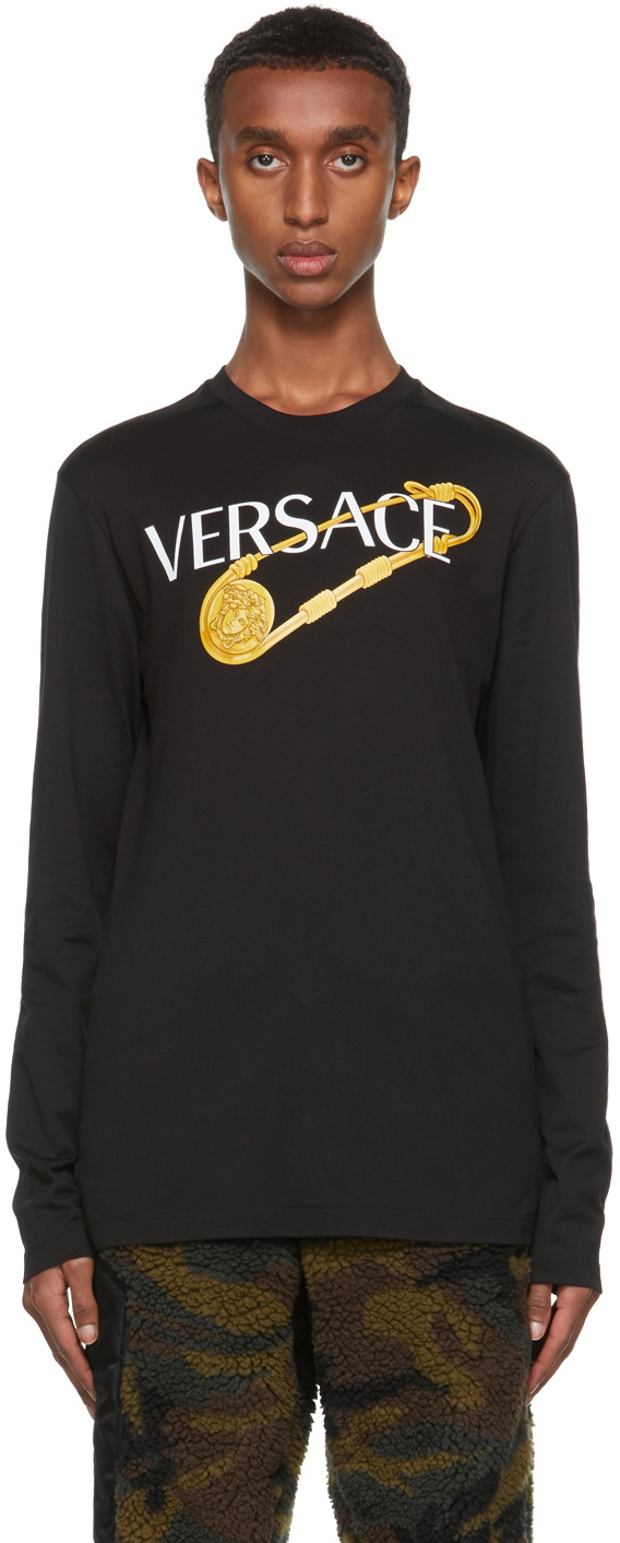 Versace Black Pin Long Sleeve T-Shirt Versace