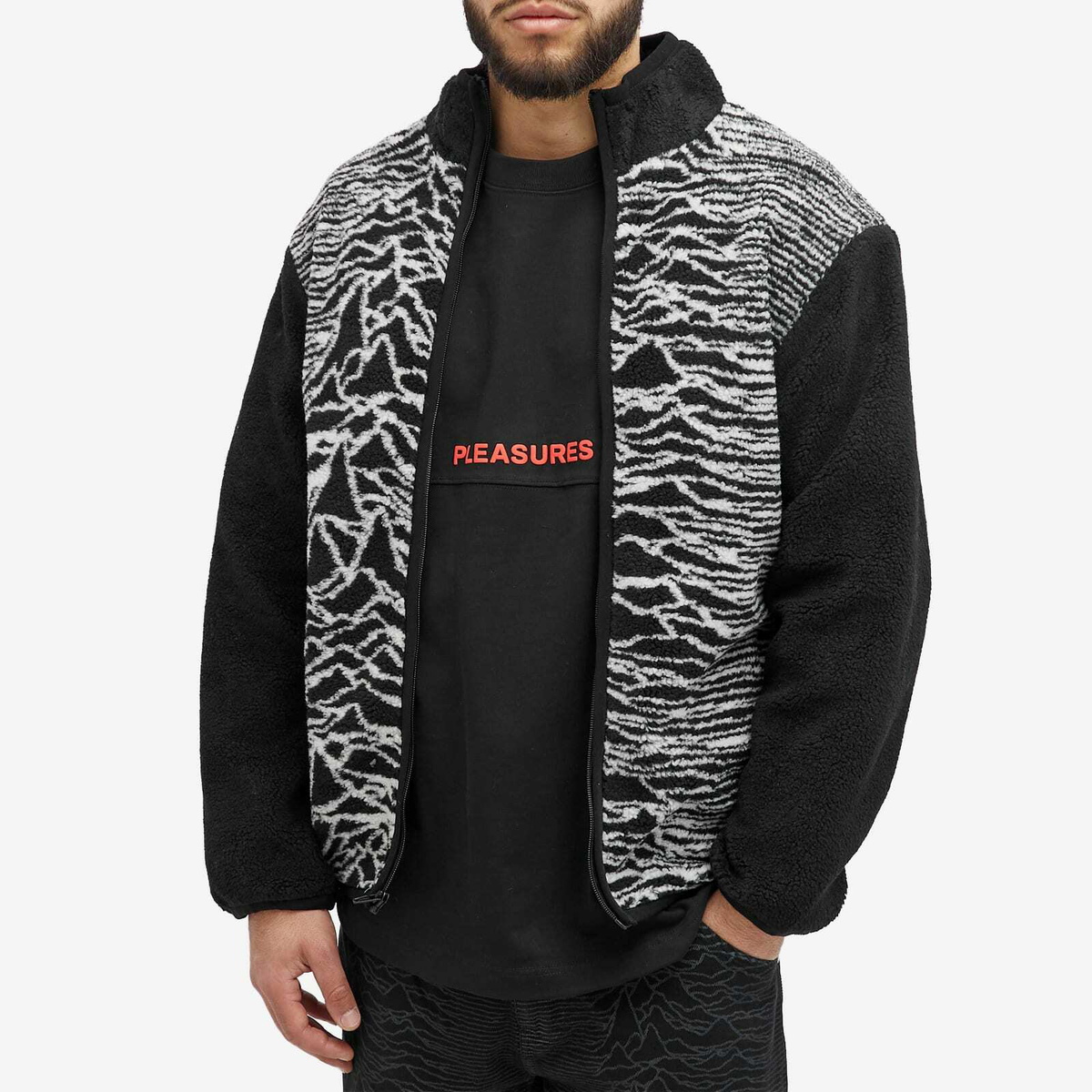 Pleasures Men's Disorder Fuzzy Jacket in Black PLEASURES