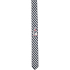 Thom Browne Navy & White Sail Boat Pin Stripe Jacquard Knit Tie