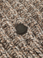 Moncler - Logo-Appliquéd Ribbed Wool-Blend Scarf - Brown