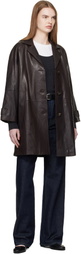 Weekend Max Mara Brown Camino Leather Coat