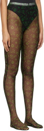 SHUTING QIU Black & Green Floral Mesh Tights