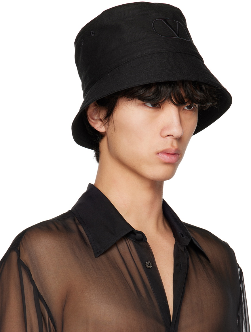 Valentino Garavani Black VLOGO Bucket Hat Valentino Garavani