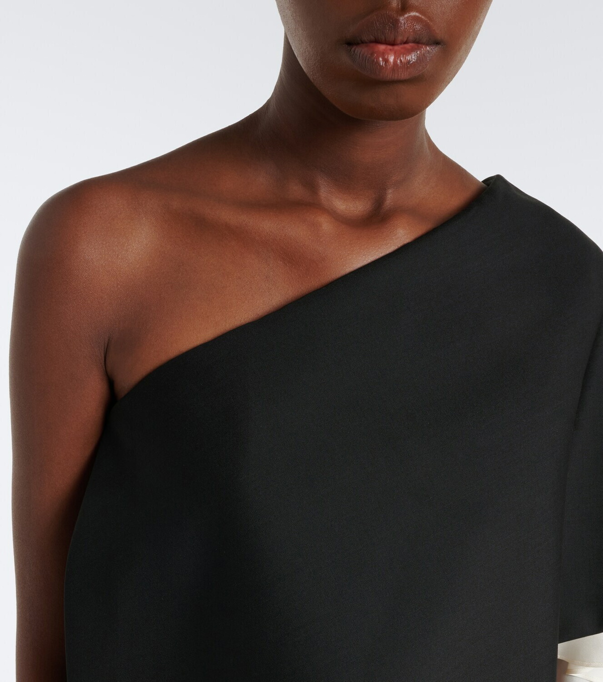 Róhe One-shoulder caped wool-blend top