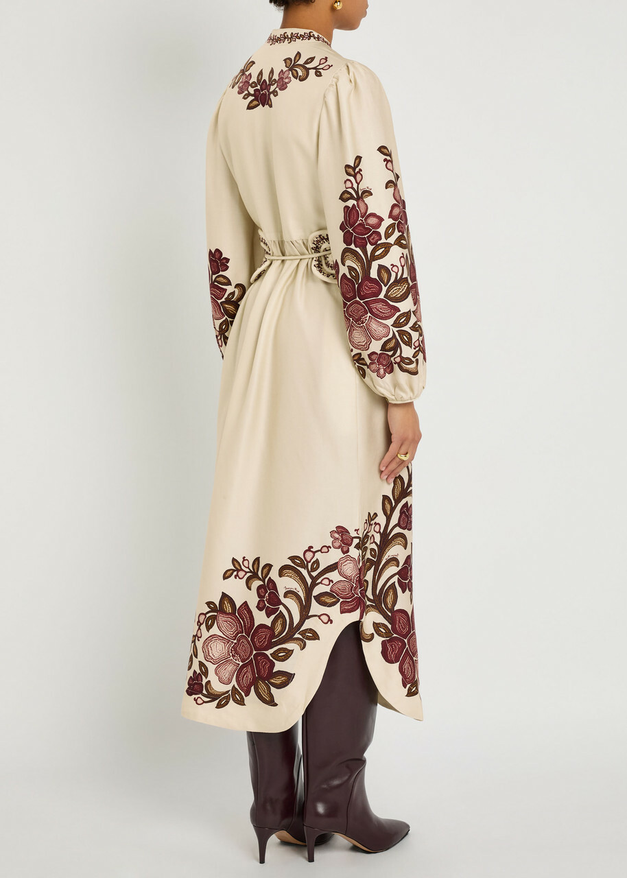 Farm Rio Renata Floral-print Twill Midi Dress White